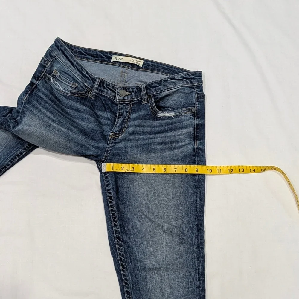 BKE Payton Ankle Skinny Jeans Womens Mid Rise Medium Wash Distressed Denim 27